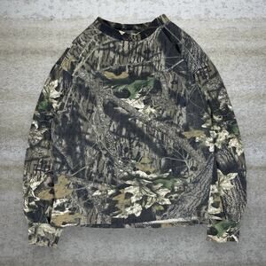 Vintage 90s Redhead Mossy Oak Shirt Mens XL Hunting Camo Cotton Mesh Long Sleeve